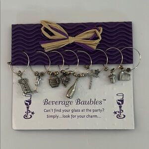 Silver Wine Glass Charms Set